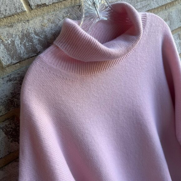 Van Kukil Kashmir Long Sleeve Turtleneck Cashmere Pink Sweater Women's Size M - Picture 6 of 10